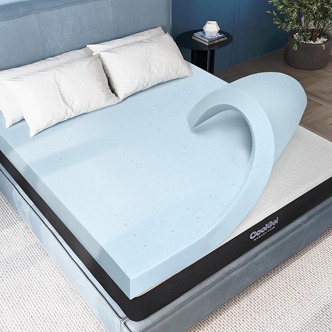 COOL GEL Memory Foam Mattress Topper, Cool Gel Infused Memory Foam, Plush and Supportive, CertiPUR Certified (2-inch, Full)