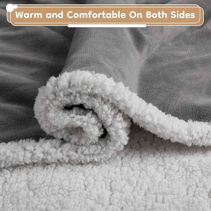 Electric Heated Blanket Throw - 50"x60", Soft Flannel Heating Blanket, 4 Heating Levels, 3H Auto Shut Off, Breathable Warm and Washable for Sofa, Light Grey