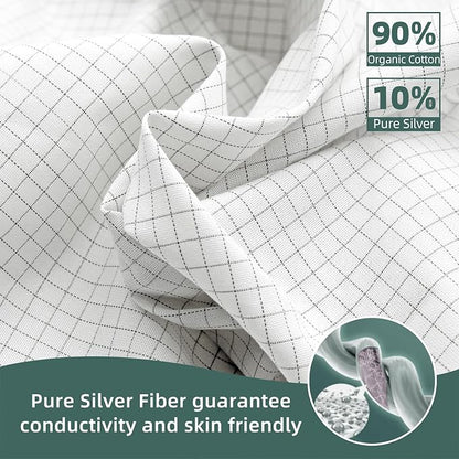 Grounding Fitted Sheet Kit Connect to The Earth's Energy 15inch Depth Pocket Grounding Bed Sheets for Earthing