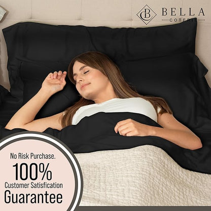 Bella Coterie Luxury Bamboo Viscose Full Size Sheet Set | 100% Organically Grown | Ultra Soft | Cooling for Hot Sleepers | 18" Deep Pocket [Black]