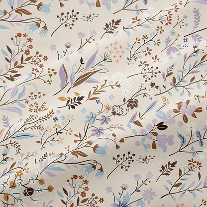 Floral Duvet Cover Queen Size Beige Striped Bedding Set with Purple Flowers 3 Pieces Kids Boys Girls Botanical Garden Style Stripe Reversible Fall Soft Microfiber Duvet Cover Set