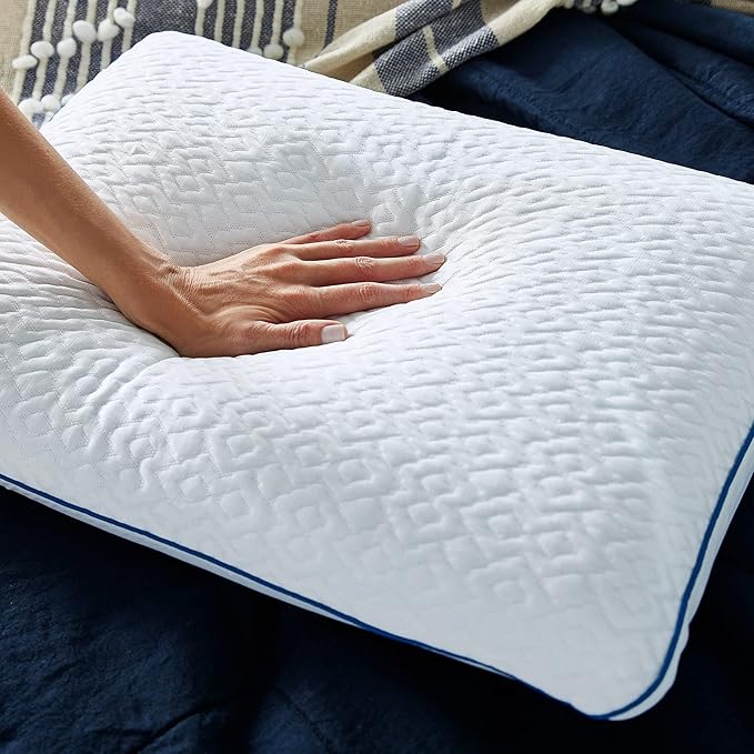 Sleep Innovations Forever Gel Memory Foam Pillow (Set of 2), Standard Size, Cool Touch Cover and Cooling Gel Memory Foam Core, Side, Stomach, and Back Sleepers, Medium Support