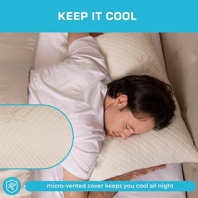 Xtreme Comforts Bed Pillows for Sleeping (2 Pack) | Adjustable Shredded Memory Foam Pillows with Removable Cooling Cover | Fluffy Pillows Support for Side, Back & Stomach Sleepers - Standard Size