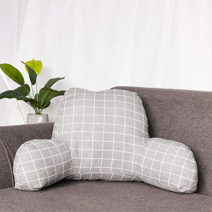Bohemian Printed Reading Pillow with Support Arms Soft Bed Rest Pillows Back Support Cushion for Kids Reading Watching TV Sitting Up in Bed (23"×16"×10",Light Grey)