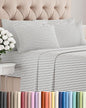 Cal King Sheets Set 6 Piece - Includes 4 Pillowcases - Bed Sheets Cal King Size - Soft Hotel Luxury Bedding - Cooling & Breathable - 1 Flat & 1 Fitted & 4 Pillowcases w/ Deep Pockets - Grey Stripes
