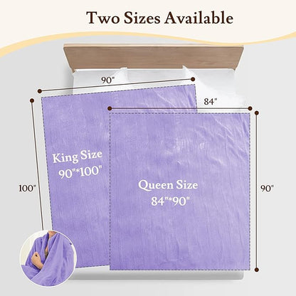 Electric Heated Blanket 84"x90" Queen Size - 4 Heat Settings & Dual Controllers, 10H Auto Shut Off, Ultra-Soft Coral Fleece Heated Blanket with Overheat Protection, Light Purple
