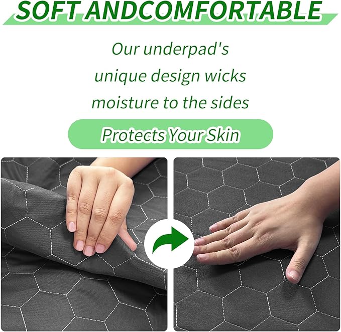 Waterproof Washable Underpads Pee Pad (Dark Gray 34" x 36" 1 Pack), Reusable Absorbency Bedwetting Incontinence Bed Pads for Kids Adults Elderly Dog Pet, Puppy Pads for Mattress Couches Sofas Floors
