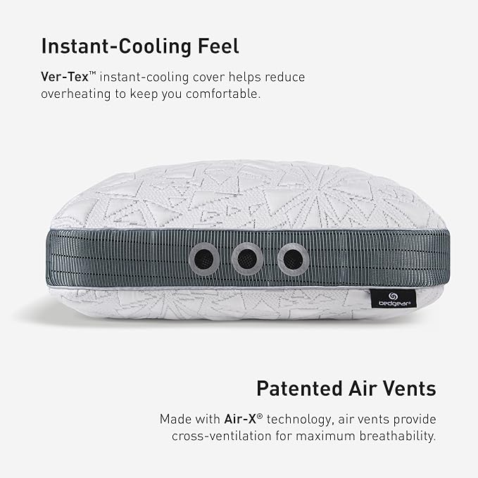 Bedgear Storm Performance Pillow 3.0 – Cooling Bed Pillow for Hot Sleepers, Medium Firm Support for All Sleep Positions – Dual-Sided Comfort, Breathable Air-X Mesh, Washable Ver-Tex Cover, 20” x 26”