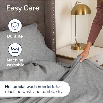 Twin XL 4 Piece Sheet Set - Comfy Breathable & Cooling - Soft Hotel Luxury Bedding Set with 8-16 Inch Deep Pockets - 1 Flat & 1 Fitted Sheet & 2 Pillowcases - Wrinkle Free & Easy Care - Heathered Grey