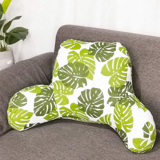 Bohemian Printed Reading Pillow with Support Arms Soft Bed Rest Pillows Back Support Cushion for Kids Reading Watching TV Sitting Up in Bed (20"×15"×8",Leaf)