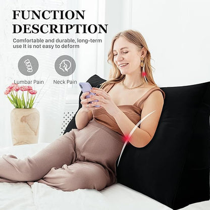 8 lbs Thickened Twin Wedge Pillow Headboard College Dorm Bed Velvet Wedge Pillow Backrest Triangular Headboard Pillows with Side Pocket, Dorm Bedding Essentials for Girls & Boys