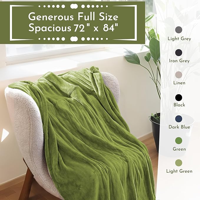 Electric Heated Blanket 72"x84" Full Size Microplush Cover Blanket, 5 Heat Settings & 10 Hours Auto Off, Cozy & Warm for All Night, Machine Washable, Light Grass Green