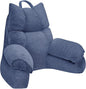 RRPAHWTV Reading Pillow for Bed with High Arm Rests,Back Support Pillow for Sitting Up in Bed with Shredded Memory Foam for Reading, TV, Gaming or Relaxing on Floor（Dark Blue, Small）