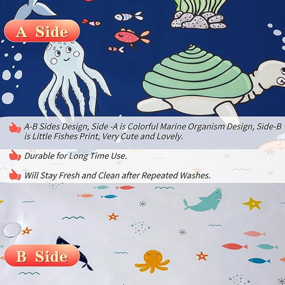 RYNGHIPY Kids Bedding Set for Queen Bed Reversible Ocean Animals Print Comforter Set for Boys Girls Easy-Wash Super Soft Microfiber Bed Set (Navy Ocean,Queen)