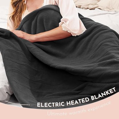 Heated Electric Blanket 72'' x 84'' Full Size Soft Heated Blanket with 4 Levels of Heat ＆ 10 Hour Auto Off, Machine Washable, Iron Grey