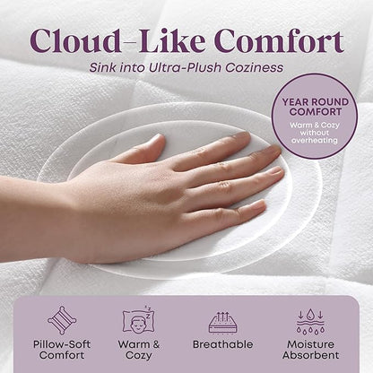 CirclesHome Twin XL Size Mattress Pad Pillow Top - Double Puff Fleece Top Down Alternative Mattress Protector -Soft, Comfortable, and Hypoallergenic - Stretches from 14-16 inches for Snug Fit