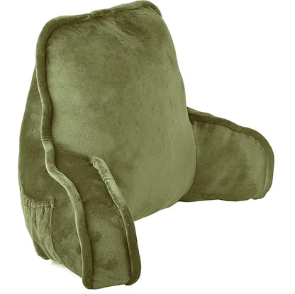 Home Soft Things Super Soft Bedrest Reading Pillow, Lounger Backrest Pillow for Sitting in Bed with Arms Pockets, 20" x 18" x 17", Sage