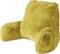 Plush Faux Fur Backrest Reading Bed Rest Pillow with Arms and Pockets for Sitting in Bed Couch Sofa, Back Support Wedge Cushion with Removable Cover, 20" x 18" x 17", Mustard Yellow