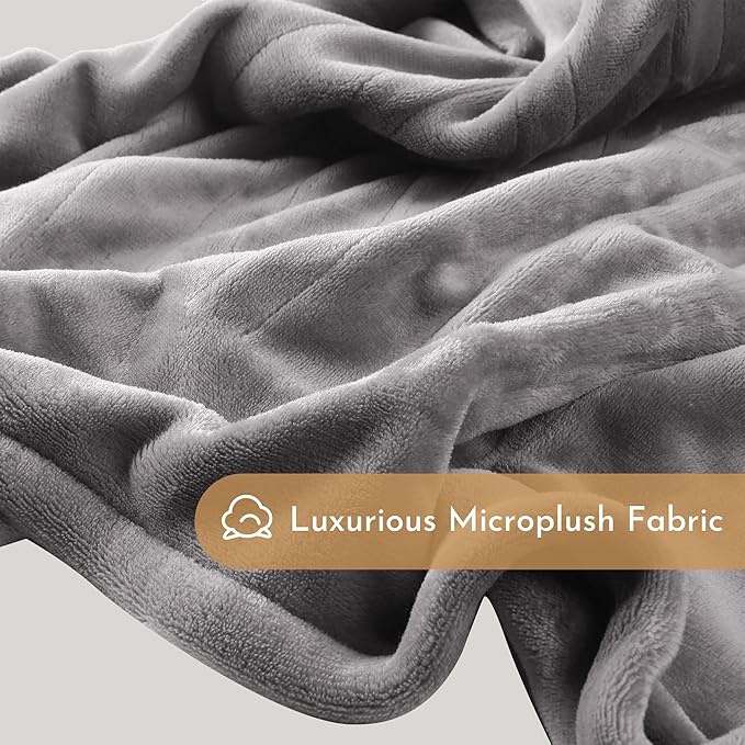 Electric Heated Blanket 84"x90" Queen Size Microplush Cover Blanket, 5 Heat Settings & 10 Hours Auto Off, Cozy & Warm for All Night, Machine Washable, Light Grey