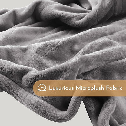 Electric Heated Blanket 84"x90" Queen Size Microplush Cover Blanket, 5 Heat Settings & 10 Hours Auto Off, Cozy & Warm for All Night, Machine Washable, Light Grey