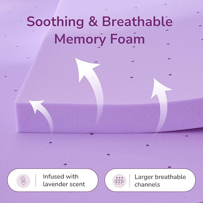 3 Inch Full Lavender Infusion Memory Foam Mattress Topper for Relaxing Sleep, Ventilated & Pressure Relieving, CertiPUR-US Certified, Medium Firm Topper in a Box, Full Size, 54"x75"