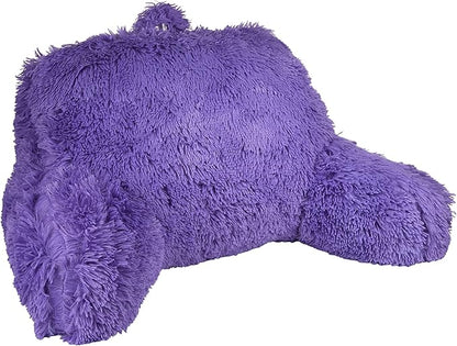 Klear Vu Shaggy Reading Pillow Back Rest Body Pillow for Adults and Kids, Lumbar and Arm Support on Bed, Chair, Couch, Sofa and Floor, 30" x 21", One Size, Purple Rain