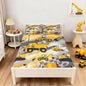Feelyou Kids Construction Comforter Set Toddler Size Bedding Sets for Boys Children Cartoon Excavator Tractor Comforter Set Construction Machinery Truck Duvet Set Baby Boys Vehicles Cars Bed Set