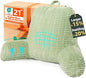 21" Higher Large Reading Pillow for Bed Adult, Back Pillow for Bed Sitting Up with Memory Foam Back Support with Arms Rest for Couch Chair Green