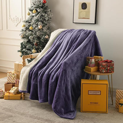 WOOMER Electric Heated Blanket Twin Size, Soft Flannel Fast Heating Blanket, Purple Color, 62"x 84", 10 Heating Levels & 0.5-12H Auto Off, Over-Heat Protection
