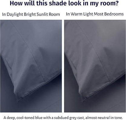 California Design Den Certified 100% Egyptian Cotton California King Sheets Set - Lightweight Percale Cal King Sheet Set with Deep Pockets, Crisp & Durable Luxury Bedding - Mineral Blue