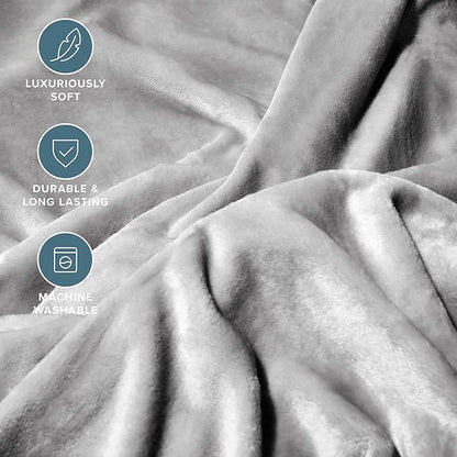 Bare Home Fleece Blanket - Giant Size - Ultra-Soft Lightweight for Bed, Sofa, and Couch - Luxury Microplush - Cozy Warm Blanket (Giant, Light Grey)