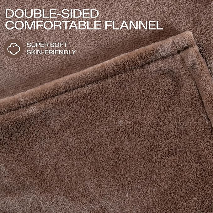 Electric Blanket Queen Size, Ultra Soft Flannel Heated Blanket for Full Body, Dual Control Heating Blankets with 10 Hours Automatic Shut Off, 8 Heating Levels, Washable, Double Zone, 84" x 90" Brown