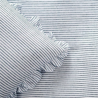 Lush Decor Ticking Stripe Bedspread Full Size 3 Piece Set Navy - Ruffle Bedding Set Full Bedspreads - Kids Bedding - Farmhouse & Coquette Decor