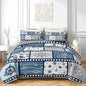 QOOMO Voyage Quilt Set Twin Size,Sailing Bedspread Coverlet Set,Ocean 3Pcs Bedding Set Printed Quilt with 2 Pillowcases,Soft and Lightweight,for All Seasons
