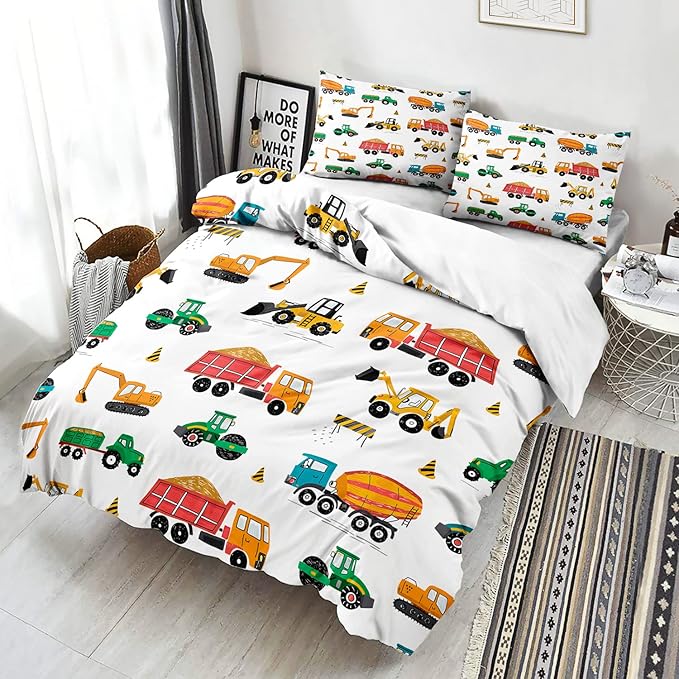 CVHOUSE Queen Size Tractor Bedding Set, Comforter & 2 Pillowcases, Boys Kids Teens Room Decor