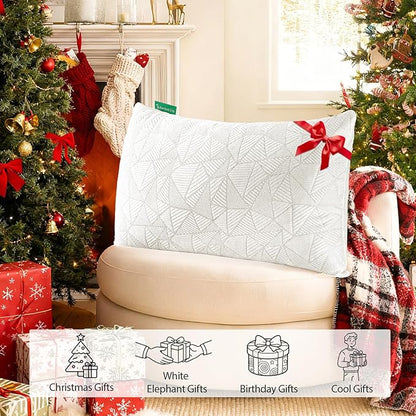 BETU Cooling Standard Pillow, Shredded Memory Foam Cool Pillow for Hot Sleepers, Adjustable Gel Firm Soft Support Bed Pillows for Back Pain and Side Sleeping, Birthday Gifts for Men, Women, Mom