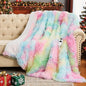 Heated Electric Blanket Throw,Warm Winter Birthday Gifts for Women Her Grandma-Faux Fur with Soft Sherpa,10 Heat Settings,5 Time Settings with Fast Heating, 50x60, Rainbow