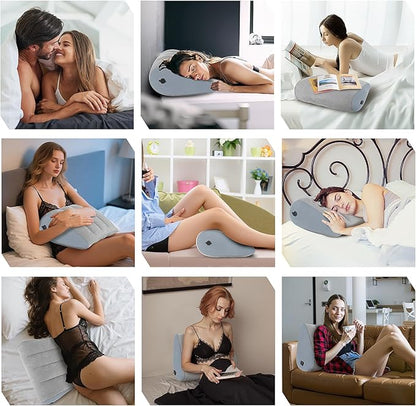 Portable Inflatable Wedge Pillow,Body Positioner for Sleep Support, Adjustable Travel Cushion - Lightweight Bed/Leg/Partner Support Pillow, Fast Inflation, Grey 1 Pack