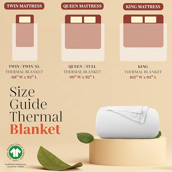 Mayfair Linen Knitted Geometric Herringbone Pattern Handwoven Blanket 100% Long Staple Cotton - Soft & Cozy Thermal All Season Throw for Bed Couch Chair Outdoors (Full/Queen, White)