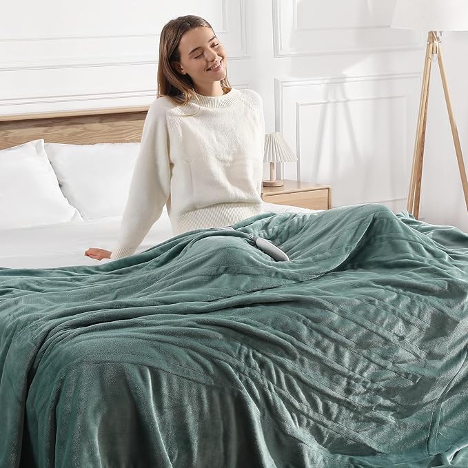 Heated Blankets King Electric Blanket 100''X90'', Ultra Soft Silky Flannel and Fluffy Sherpa Heating Blanket with 5 Heat Levels & 10 Hrs Timer, ETL Certified & Overheat Protection, Gifts for Grandma