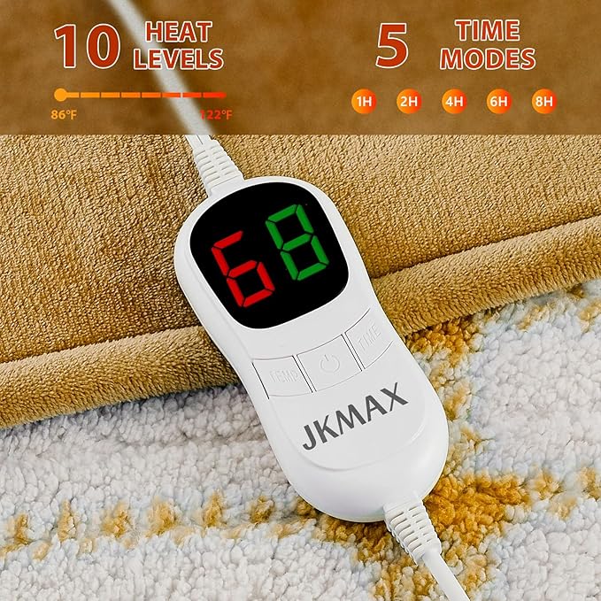 Heated Electric Blanket Queen Size - 84"x90" Flannel Heating Blanket with 10 Heating Levels & 5 Time Settings Over-Heat Protection, Winter Warmer for Adults with ETL Certification（Ivory）