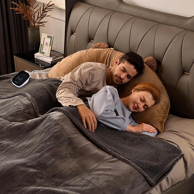 Bearhug Electric Blanket Full Size 77" x 84", Velvet & Sherpa Heated Blanket, Over-Heat Protect, 10 Heating Levels & 1-12H Auto Off, ETL, Machine Washable