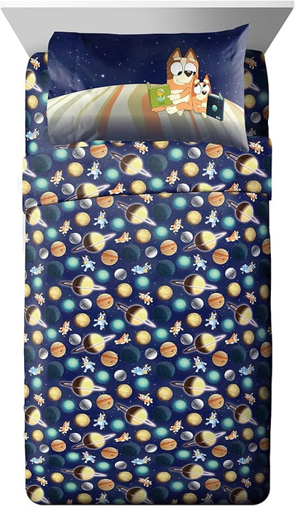 Jay Franco Kids Comforter Set Includes Sheets and Pillow Covers - Soft and Cozy Bed Set for Stylish Room Decor, Blue - Bluey & Bingo, 5 Piece Twin