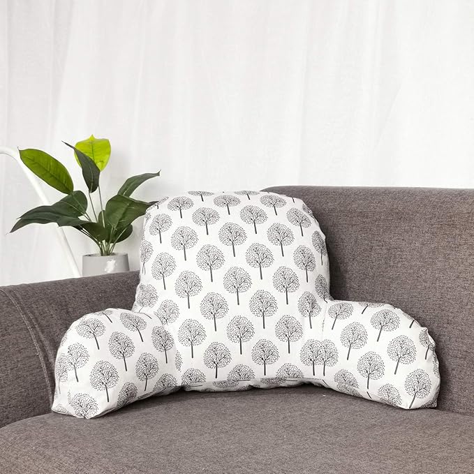 Bohemian Printed Reading Pillow with Support Arms Soft Bed Rest Pillows Back Support Cushion for Kids Reading Watching TV Sitting Up in Bed (20"×15"×8",Beige Tree)