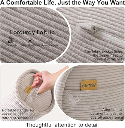 Long Bolster Pillow for Bed – Soft Corduroy Body Pillow for Adults, Ergonomic Full-Length Support for Better Sleep,47 x 7.87 Inches,Beige Gray
