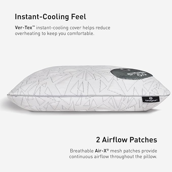 Bedgear Storm Performance Pillow 0.0 – Cooling Bed Pillow for Hot Sleepers, Medium Firm Support for All Sleep Positions – Dual-Sided Comfort, Breathable Air-X Mesh, Washable Ver-Tex Cover, 20” x 36”