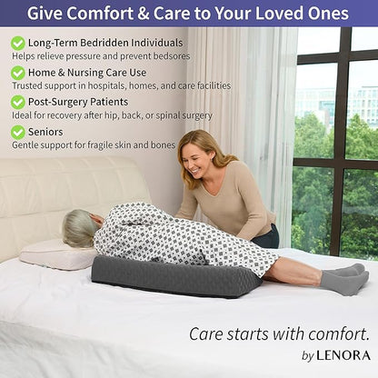Lenora Bed Sore Pillow Set, Positioning Wedge Pillow with Extra Auxiliary Pillow, Bed Sore Cushion with Non-Skid Fabric, Prevent BedSores, Provide Comfort for Bedridden Patients, Gray