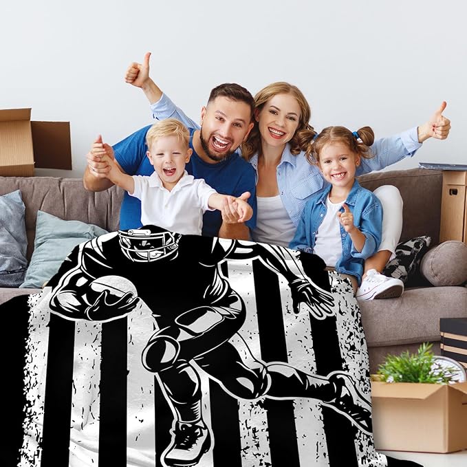Kids Blanket Football Throw Blankets Gift for Teens Boys 8-12, 60x50 Inches Comfy Soft Flannel Sports Accessories Throws for Trip Bedroom Home Decor