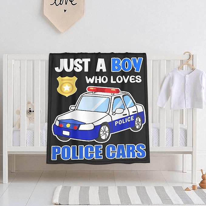 Police Car Blanket for Boys Kids Child Toddler Soft Fleece Police Blanket Just A Boy Who Loves Police Car Throw Blanket for Couch Bed Sofa Decor Birthday Police Gifts 30"x40"-XS