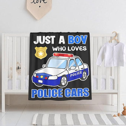 Police Car Blanket for Boys Kids Child Toddler Soft Fleece Police Blanket Just A Boy Who Loves Police Car Throw Blanket for Couch Bed Sofa Decor Birthday Police Gifts 30"x40"-XS